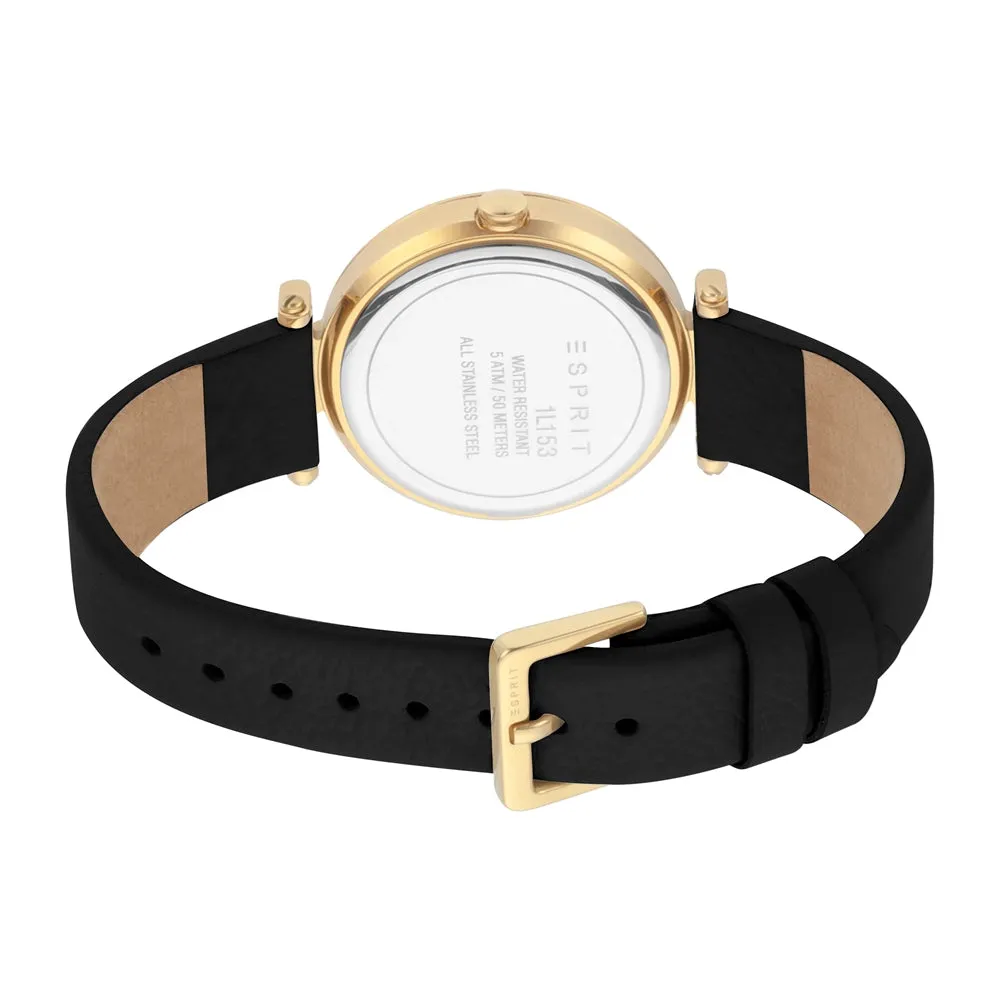 Esprit Ladies Watch Blue Leather Strap & Golden Dial