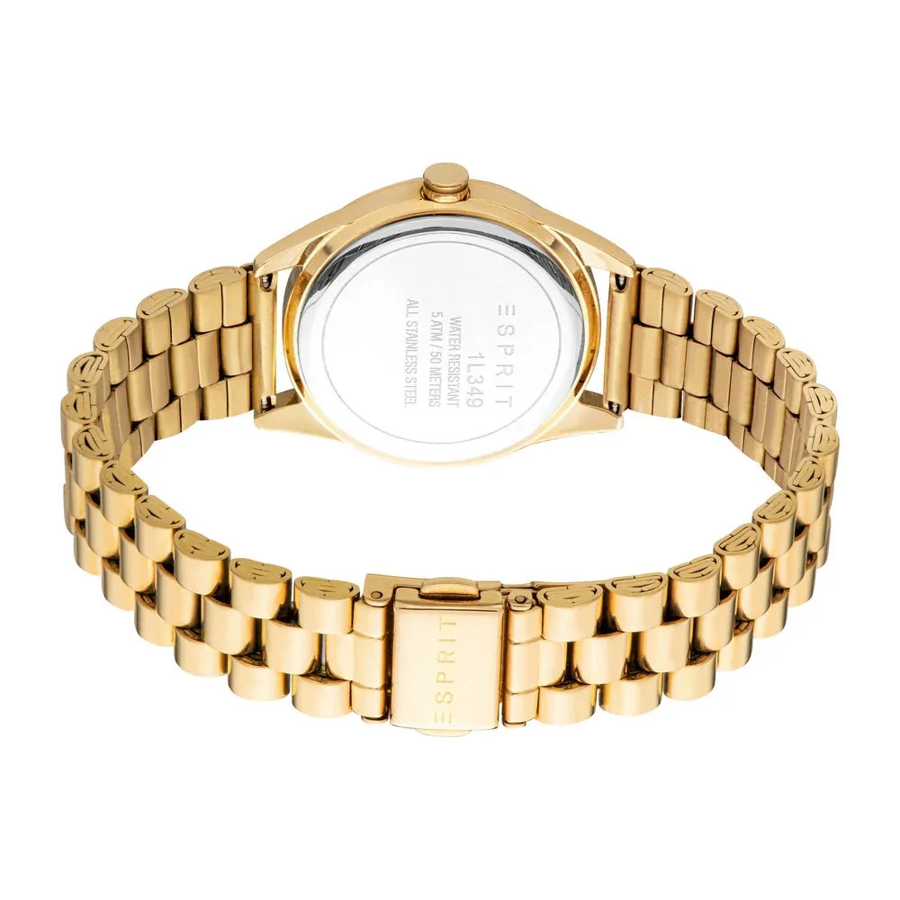 ESPRIT Ladies White Dial Stainless Steel Gold Plated Watch