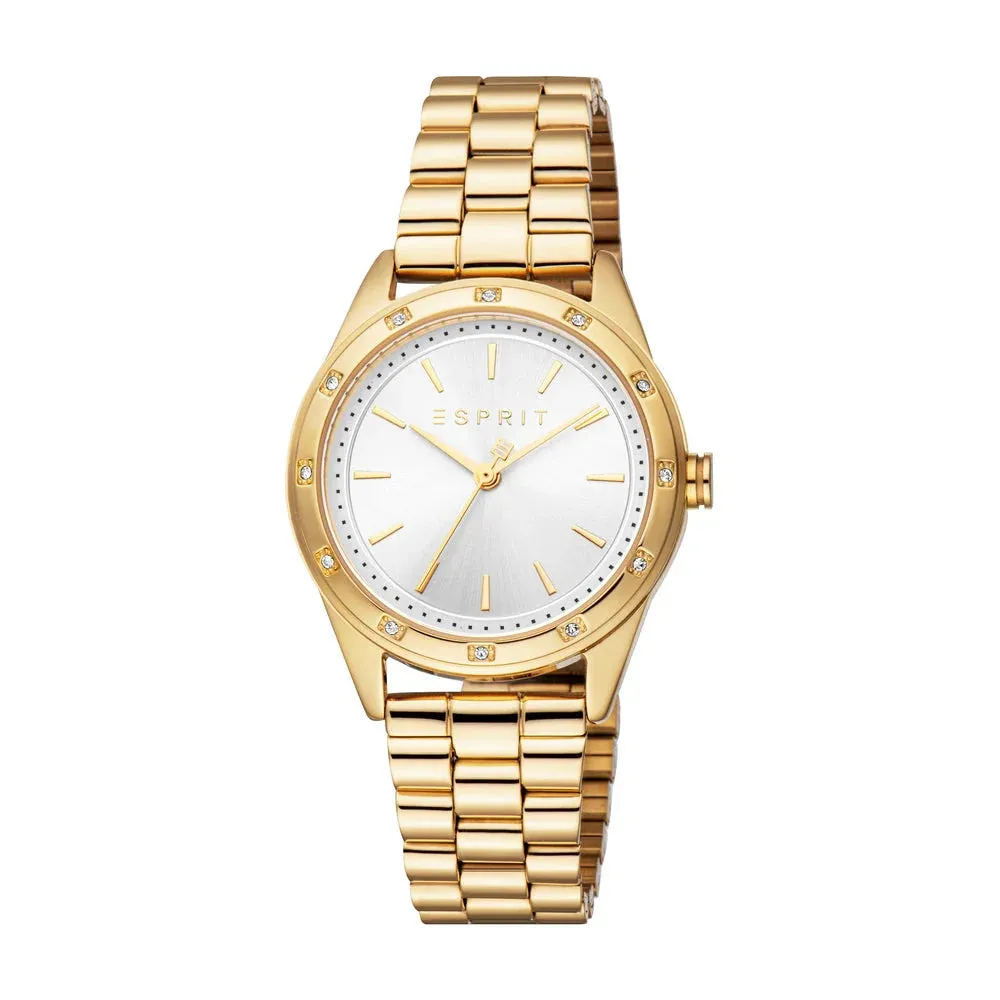 ESPRIT Ladies White Dial Stainless Steel Gold Plated Watch