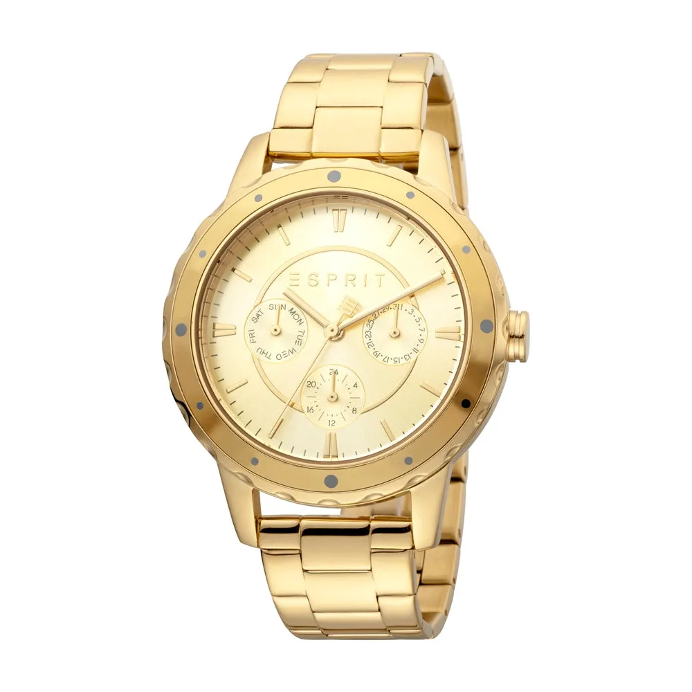 Esprit Multifunction Ladies Watch With Ip Gold Case & Bracelet