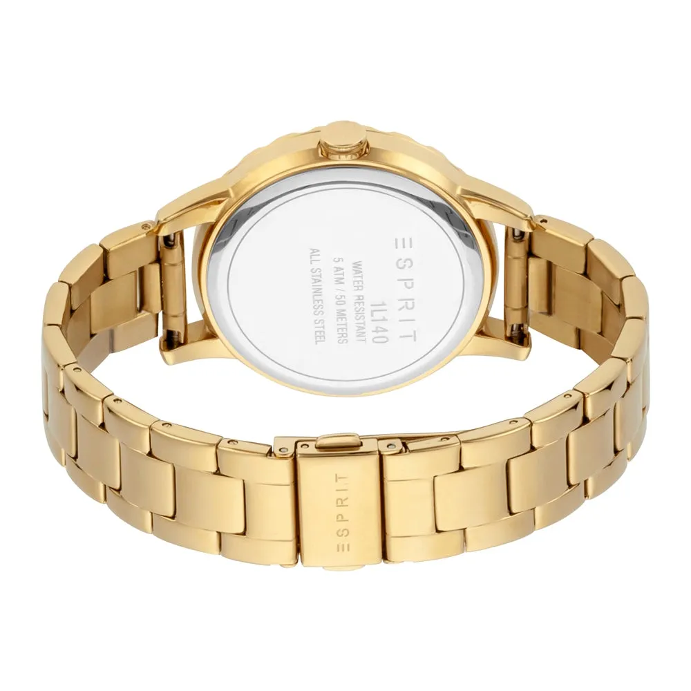 Esprit Multifunction Ladies Watch With Ip Gold Case & Bracelet