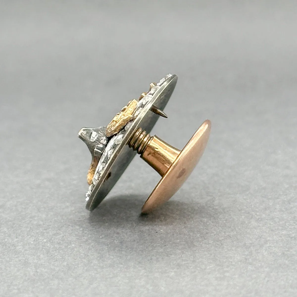 Estate 10K R Gold 0.22ctw I-J/SI1-2 Diamond Lapel Pin