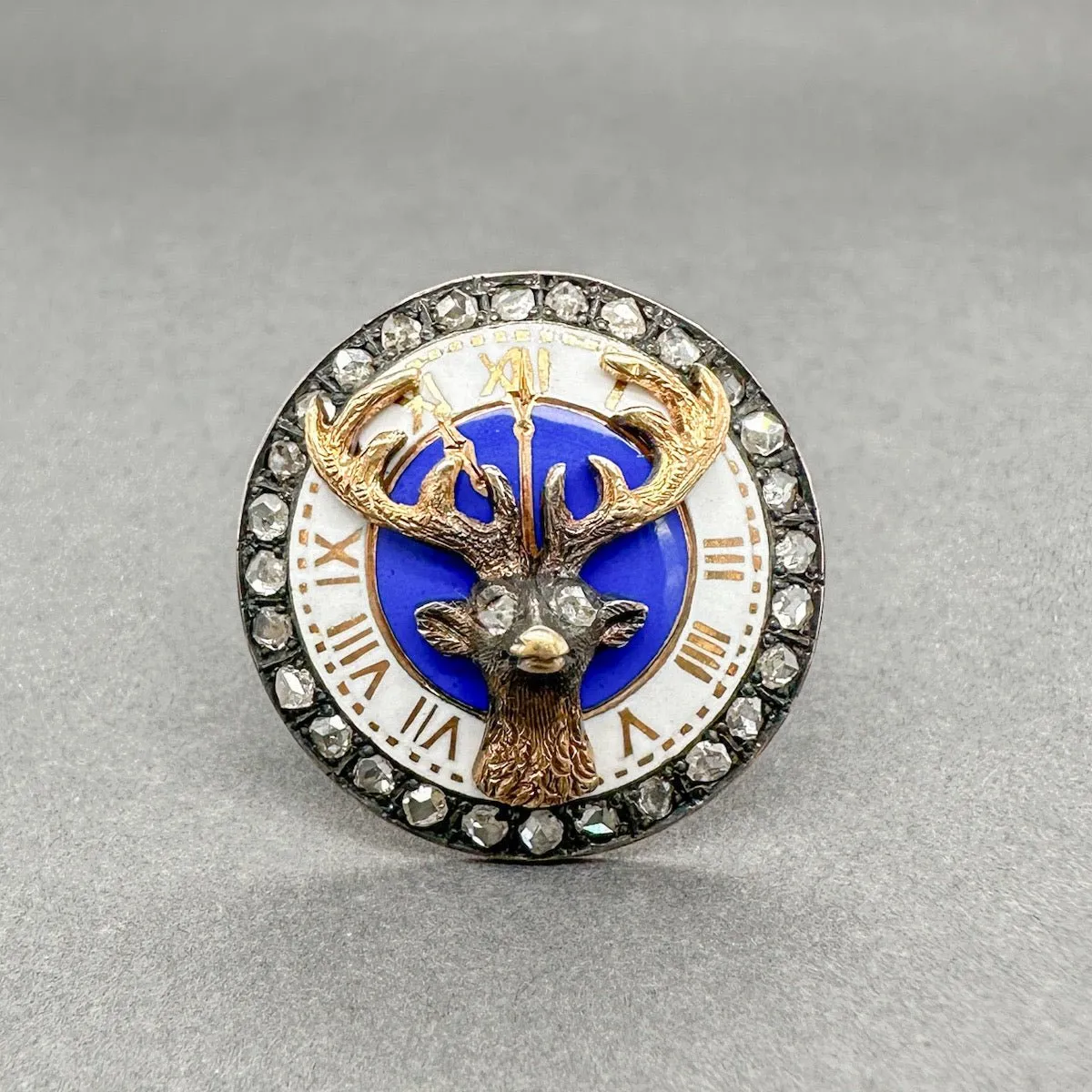 Estate 10K R Gold 0.22ctw I-J/SI1-2 Diamond Lapel Pin