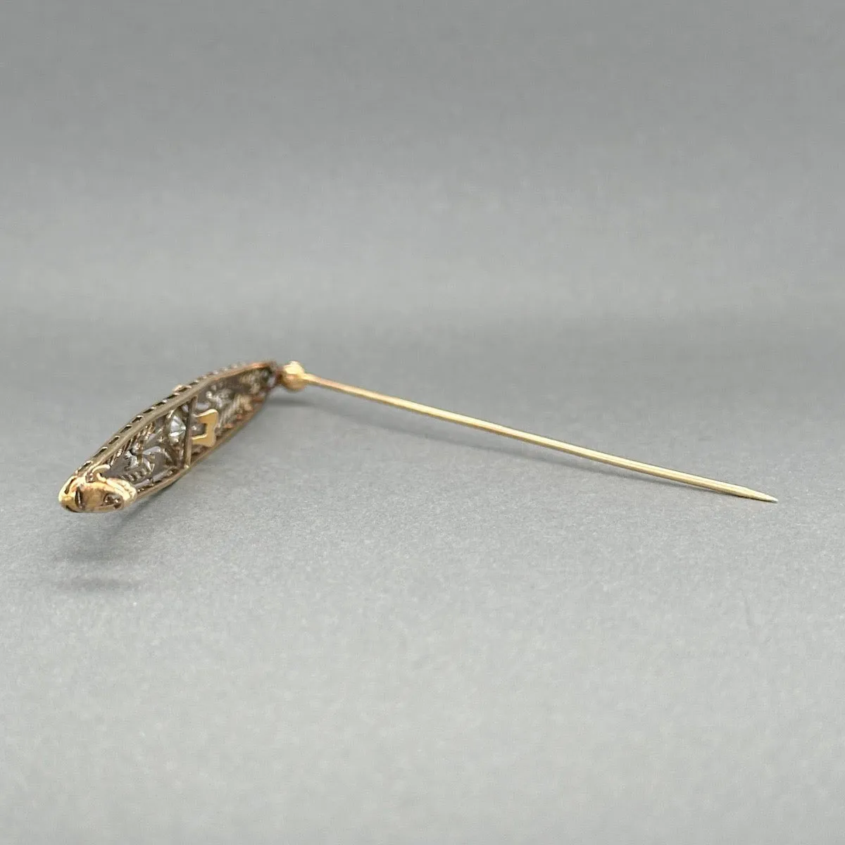 Estate 14K TT Gold Art Deco 0.54ctw H-I/SI1-2 Diamond Pin