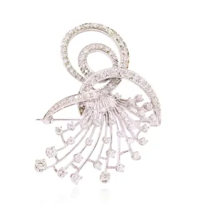 ESTATE 14K WHITE GOLD DIAMOND SPRAY BROOCH - 1.50CTW