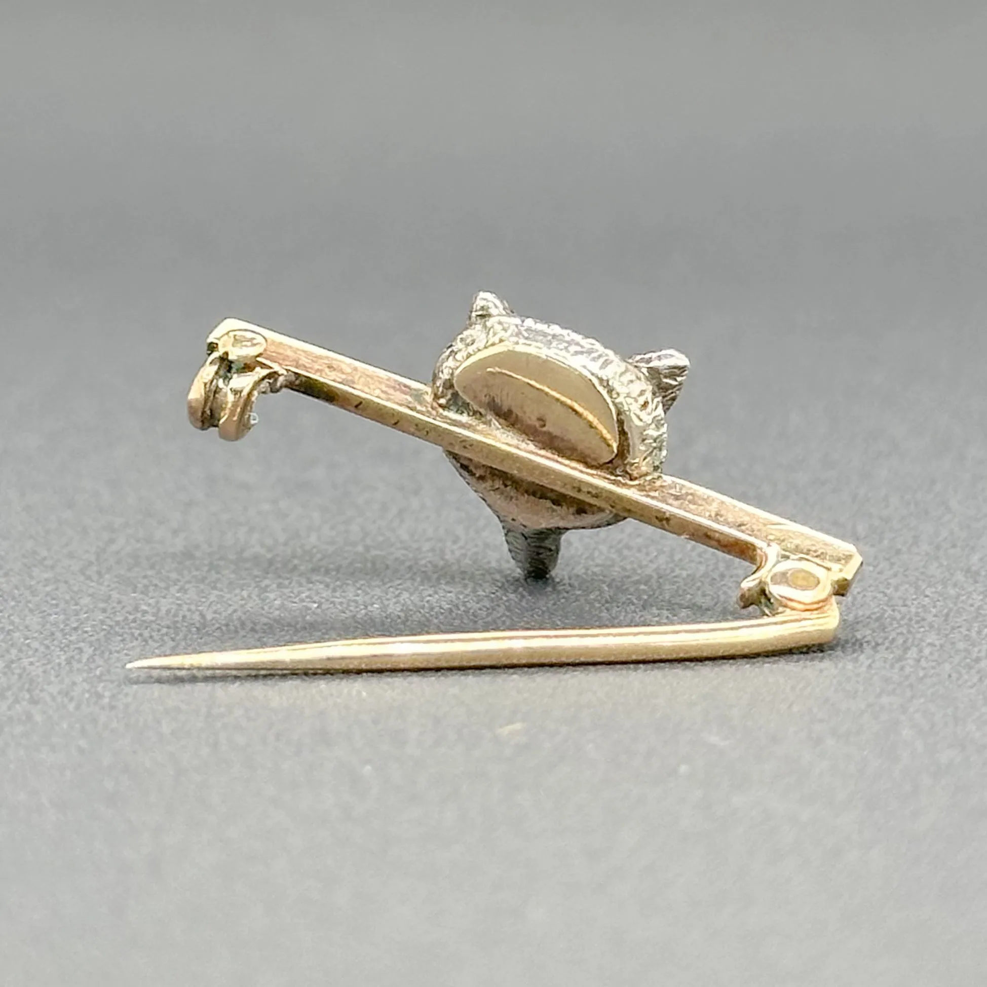 Estate 14K Y Gold Victorian 0.04cttw H-I/SI1 Diamond & 0.02cttw Garnet Fox Pin