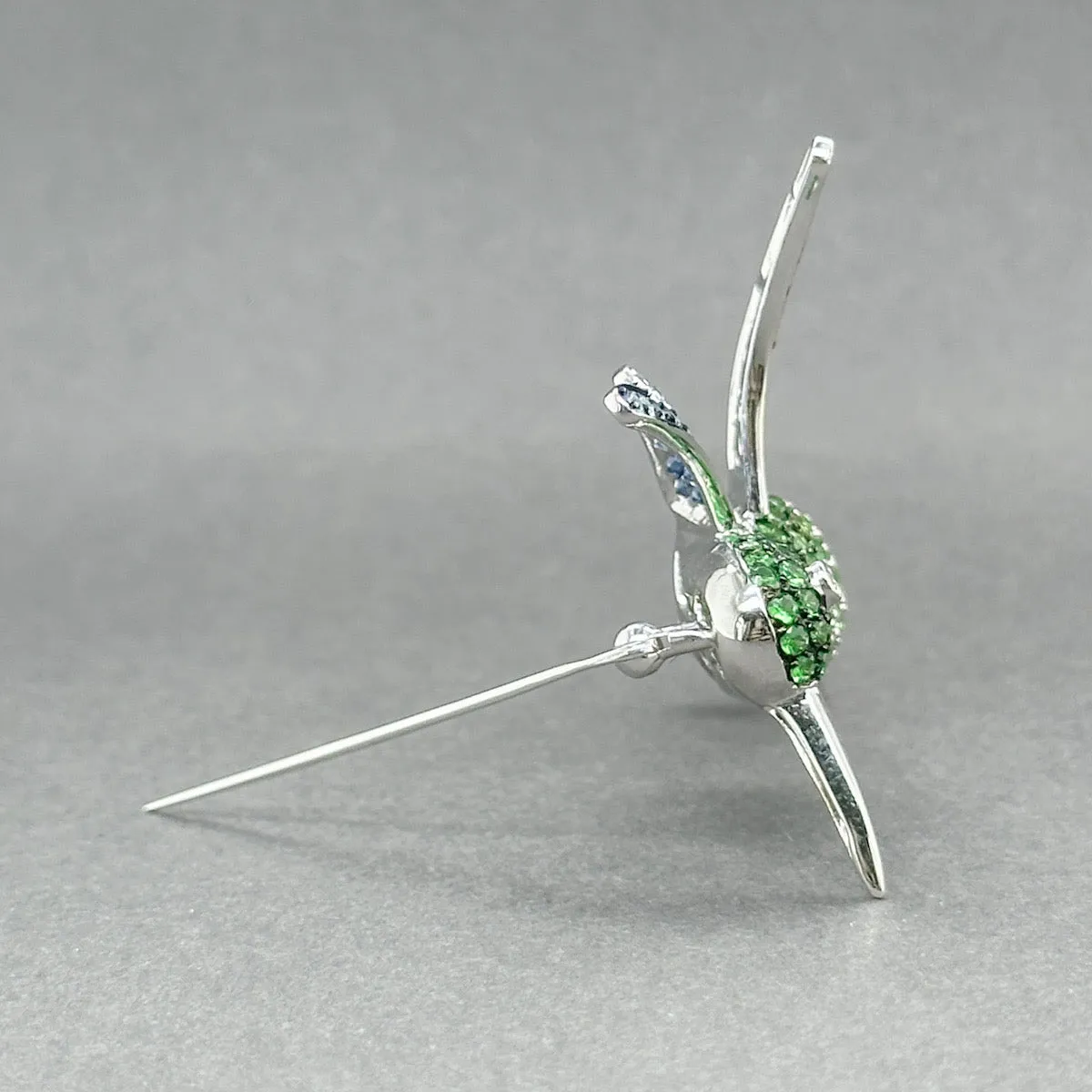 Estate 18K W Gold 2.33ctw Diamond & Gemstone Hummingbird Brooch