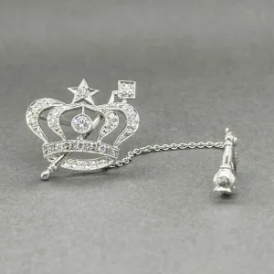 Estate 9K W Gold 0.43ctw G-H/VS1-SI1 Diamond Order of the Eastern Star Crown Pin