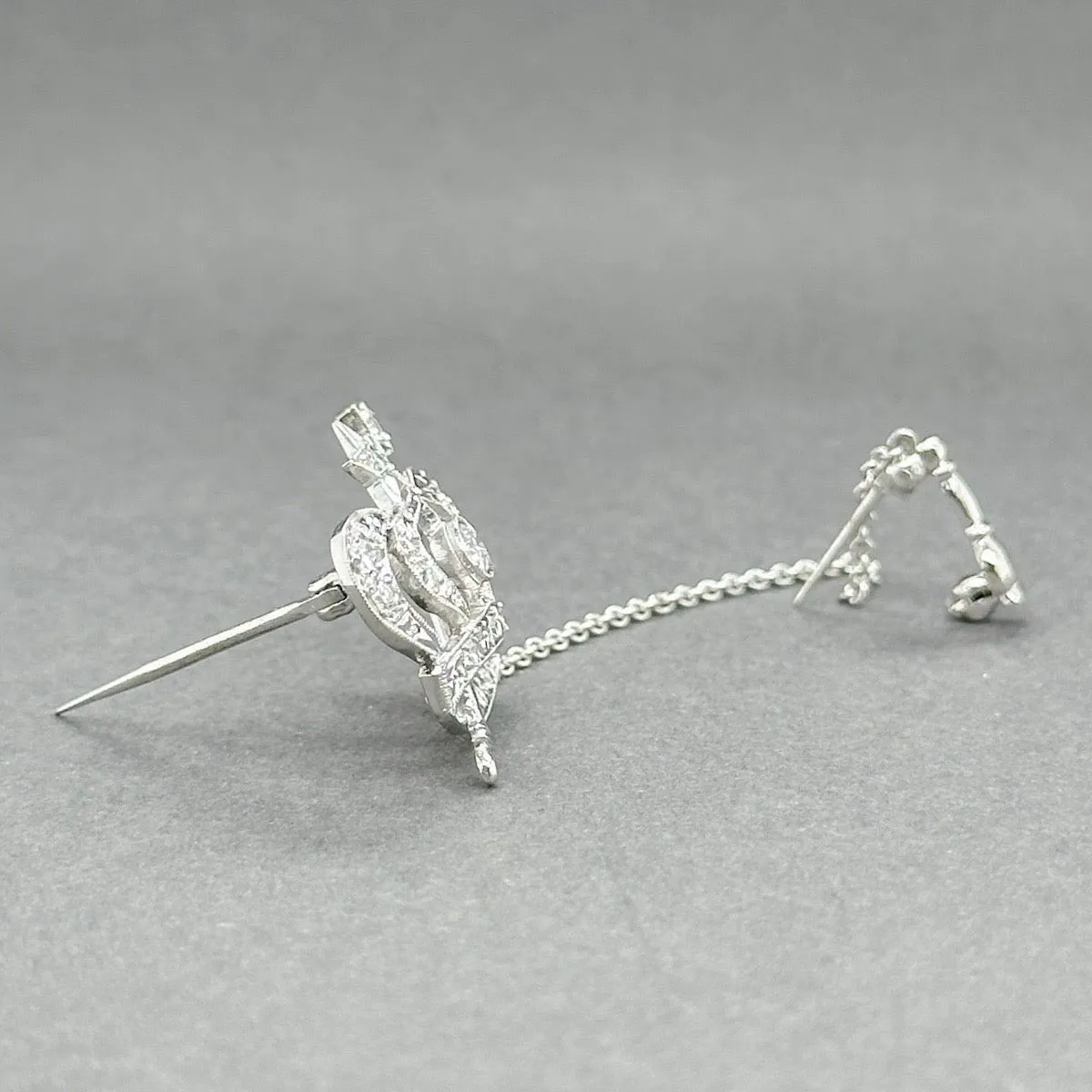 Estate 9K W Gold 0.43ctw G-H/VS1-SI1 Diamond Order of the Eastern Star Crown Pin