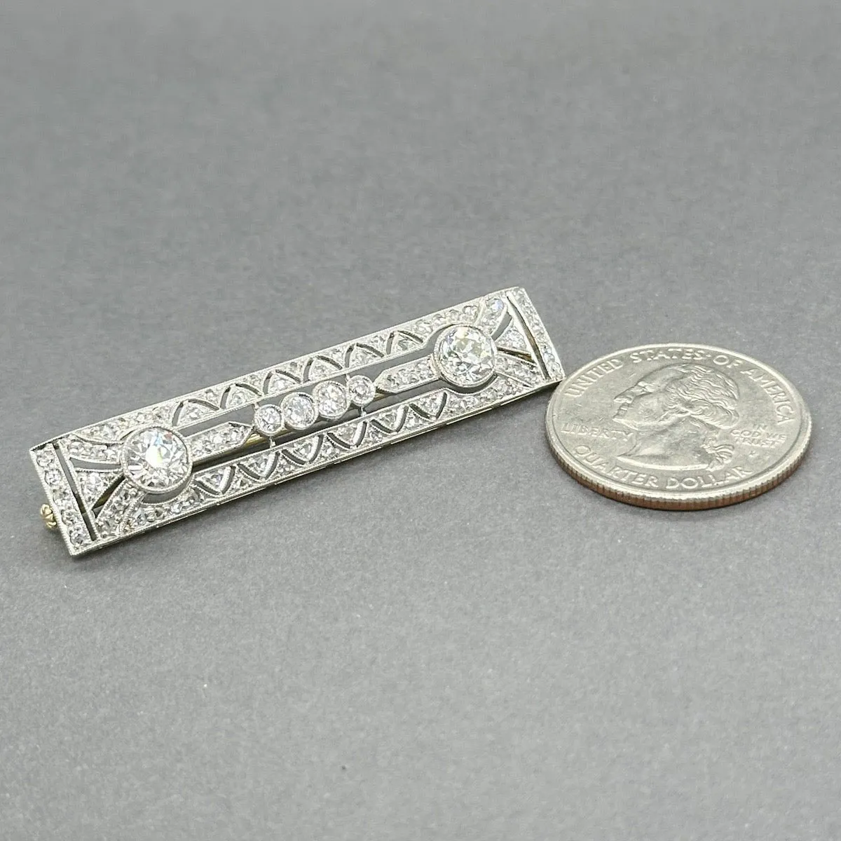 Estate Edwardian Platinum 2.32ctw Diamond Brooch