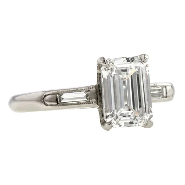 Estate Engagement Ring, Emerald cut 1.50ct.