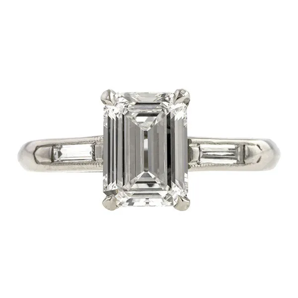 Estate Engagement Ring, Emerald cut 1.50ct.