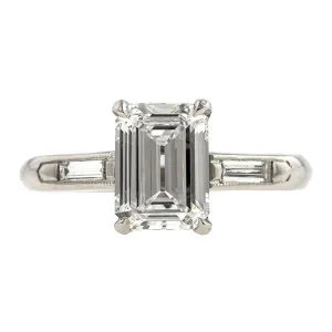 Estate Engagement Ring, Emerald cut 1.50ct.