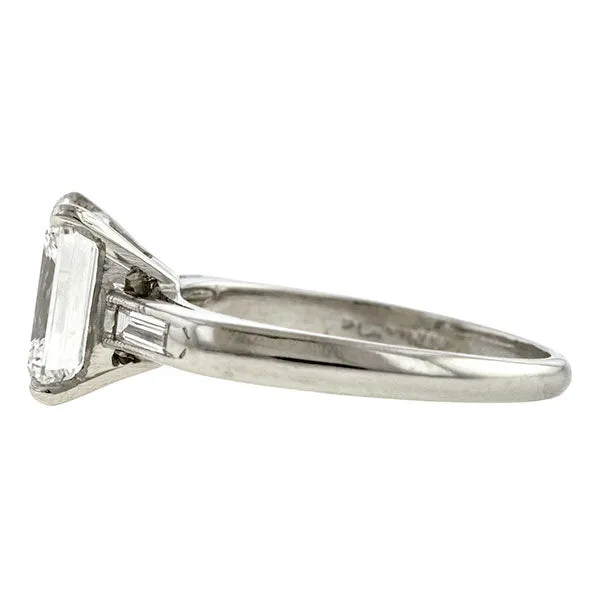 Estate Engagement Ring, Emerald cut 1.50ct.