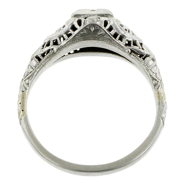 Estate Filigree Diamond Solitaire Engagement Ring, TRB 0.15ct