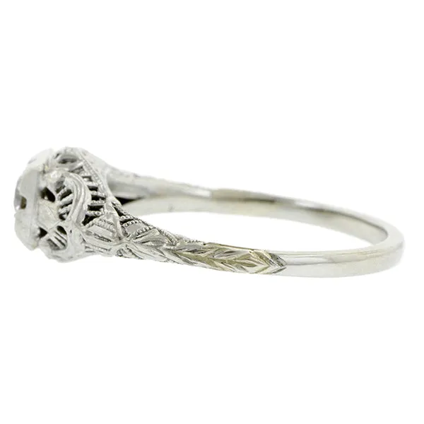 Estate Filigree Diamond Solitaire Engagement Ring, TRB 0.15ct