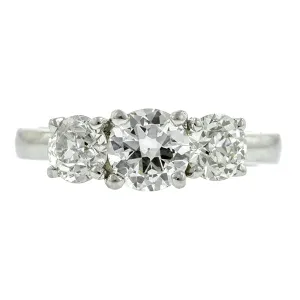 Estate Three Stone Diamond Engagement Ring, RBC 0.70ct