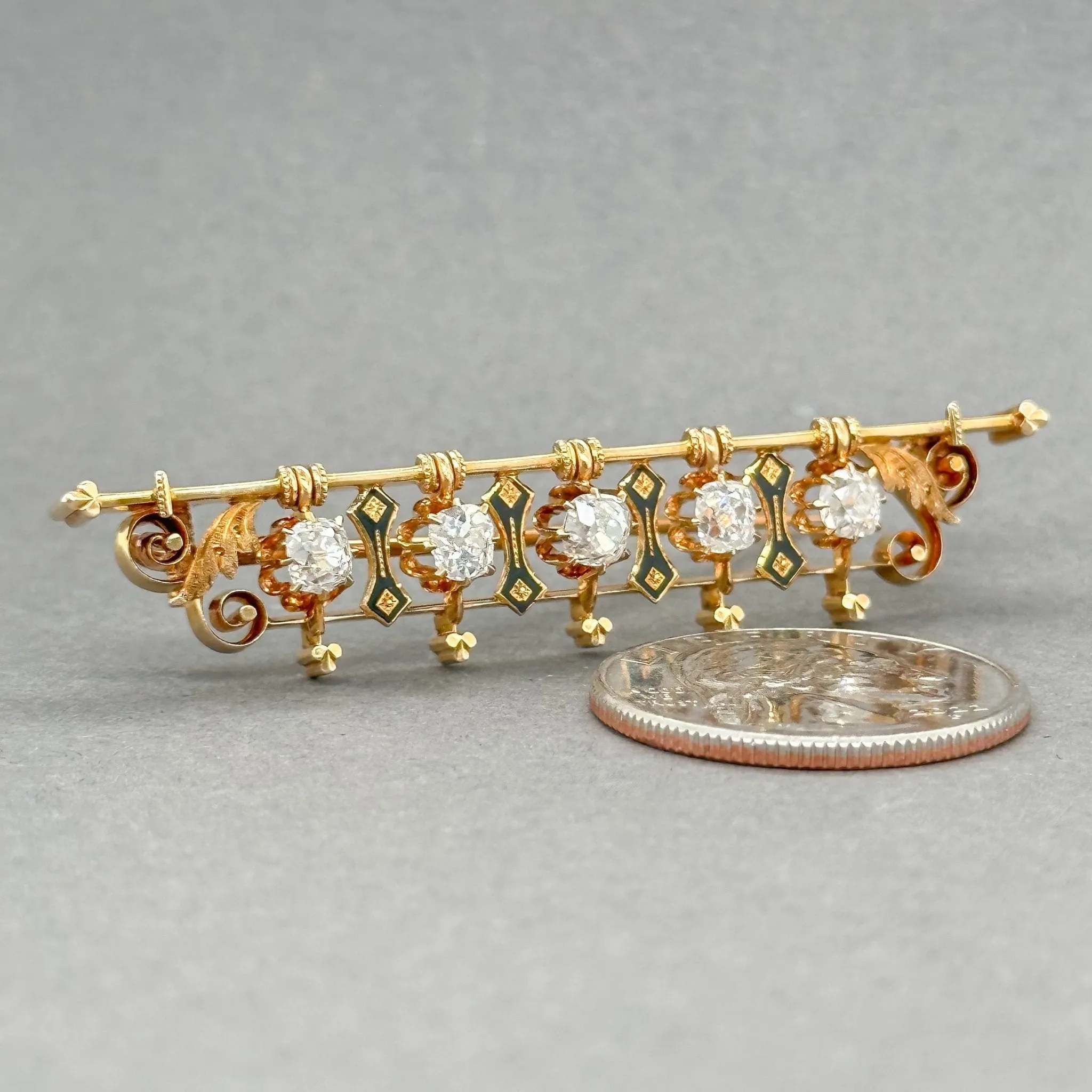 Estate Victorian 10 / 14K Y Gold 1.83ctw I-J/SI2-I1 Diamond Brooch