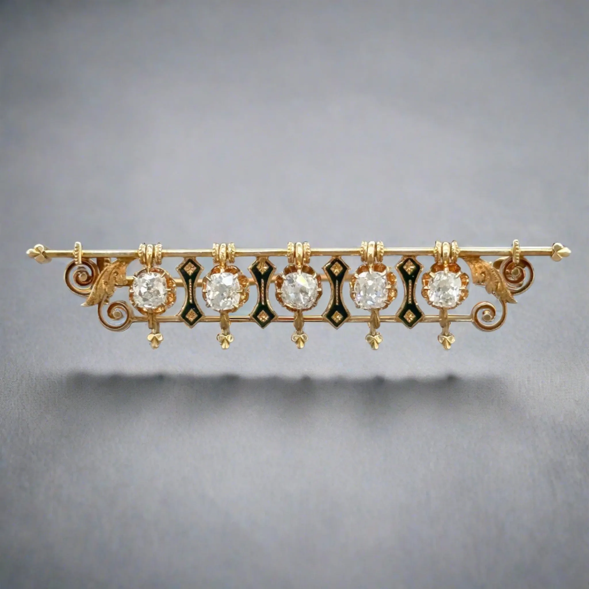 Estate Victorian 10 / 14K Y Gold 1.83ctw I-J/SI2-I1 Diamond Brooch
