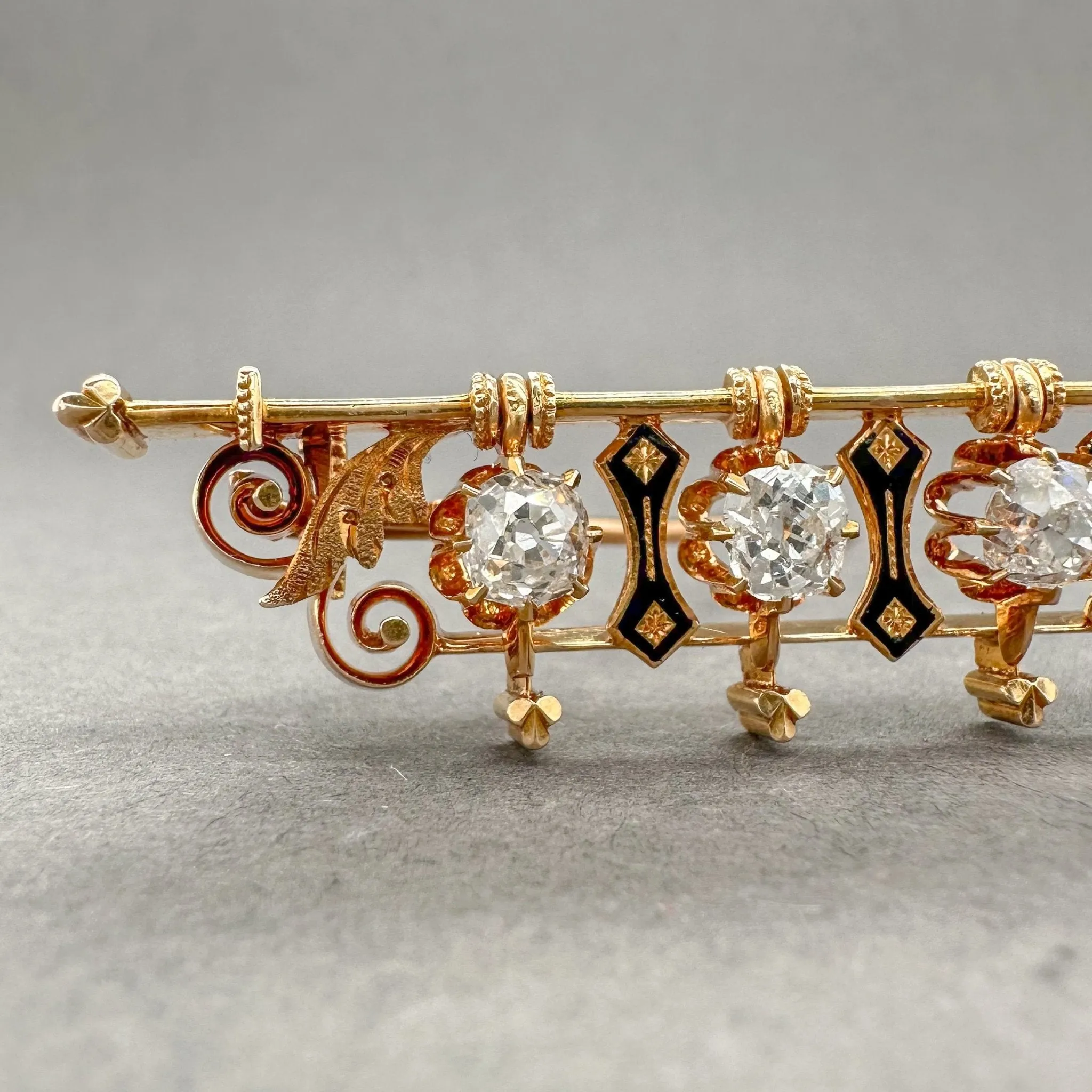 Estate Victorian 10 / 14K Y Gold 1.83ctw I-J/SI2-I1 Diamond Brooch