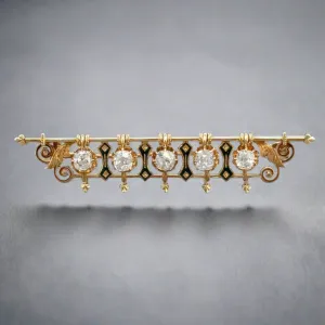 Estate Victorian 10 / 14K Y Gold 1.83ctw I-J/SI2-I1 Diamond Brooch