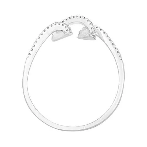 EternalDia 0.13 Cttw Diamond Twisted Spiral Engagement Band Ring In 10K White Gold (I1/GH)