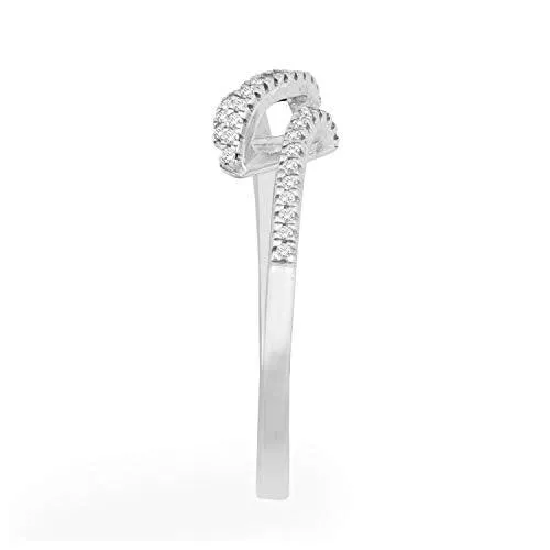EternalDia 0.13 Cttw Diamond Twisted Spiral Engagement Band Ring In 10K White Gold (I1/GH)