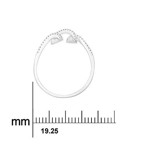 EternalDia 0.13 Cttw Diamond Twisted Spiral Engagement Band Ring In 10K White Gold (I1/GH)