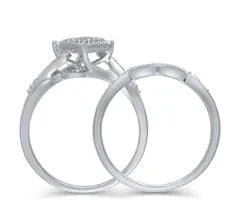 EternalDia 925 Silver 1/5 Cttw Diamond Quad Vintage-Style Bypass Engagement Bridal Set (IJ/I3)