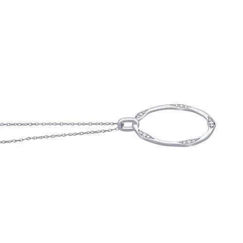 EternalDia IGI Certified Open-Circle Diamond Accent Accented Pendant Necklace in 10K White Gold (0.07 Cttw)