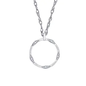 EternalDia IGI Certified Open-Circle Diamond Accent Accented Pendant Necklace in 10K White Gold (0.07 Cttw)