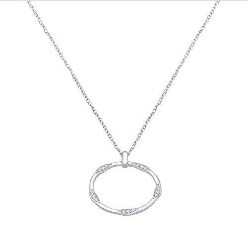 EternalDia IGI Certified Open-Circle Diamond Accent Accented Pendant Necklace in 10K White Gold (0.07 Cttw)