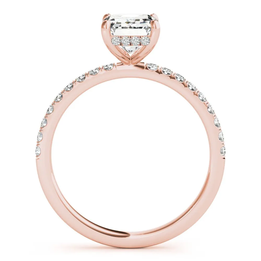 Evelyn Emerald Cut Hidden Halo Engagement Ring