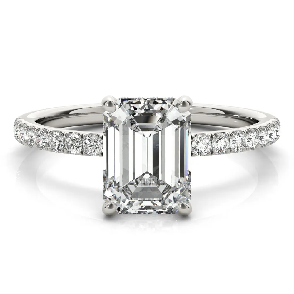 Evelyn Emerald Cut Hidden Halo Engagement Ring