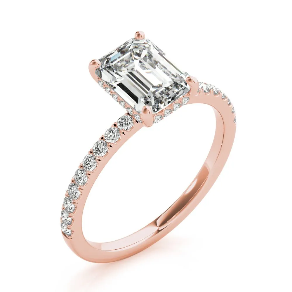 Evelyn Emerald Cut Hidden Halo Engagement Ring