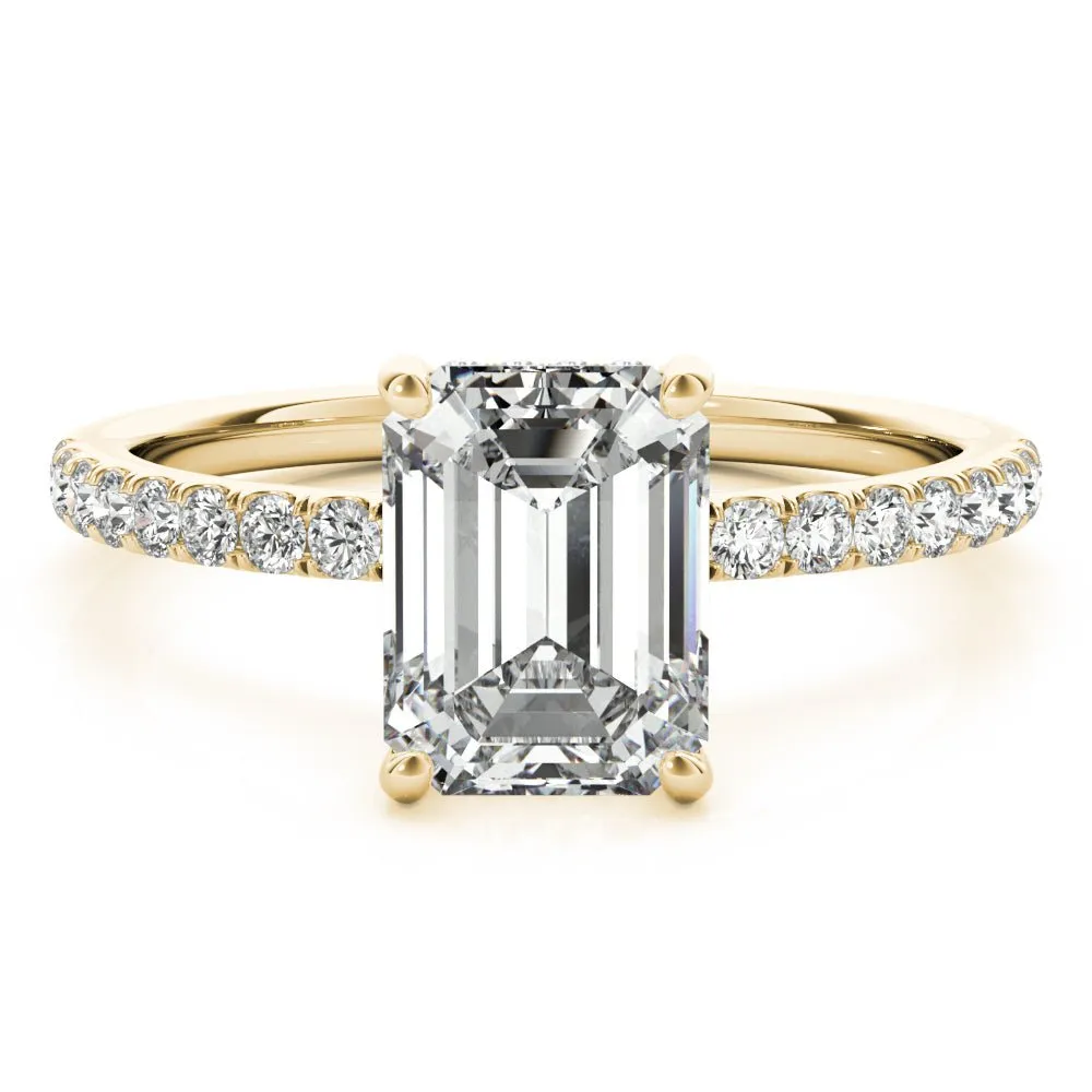 Evelyn Emerald Cut Hidden Halo Engagement Ring
