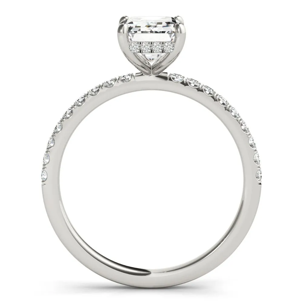 Evelyn Emerald Cut Hidden Halo Engagement Ring