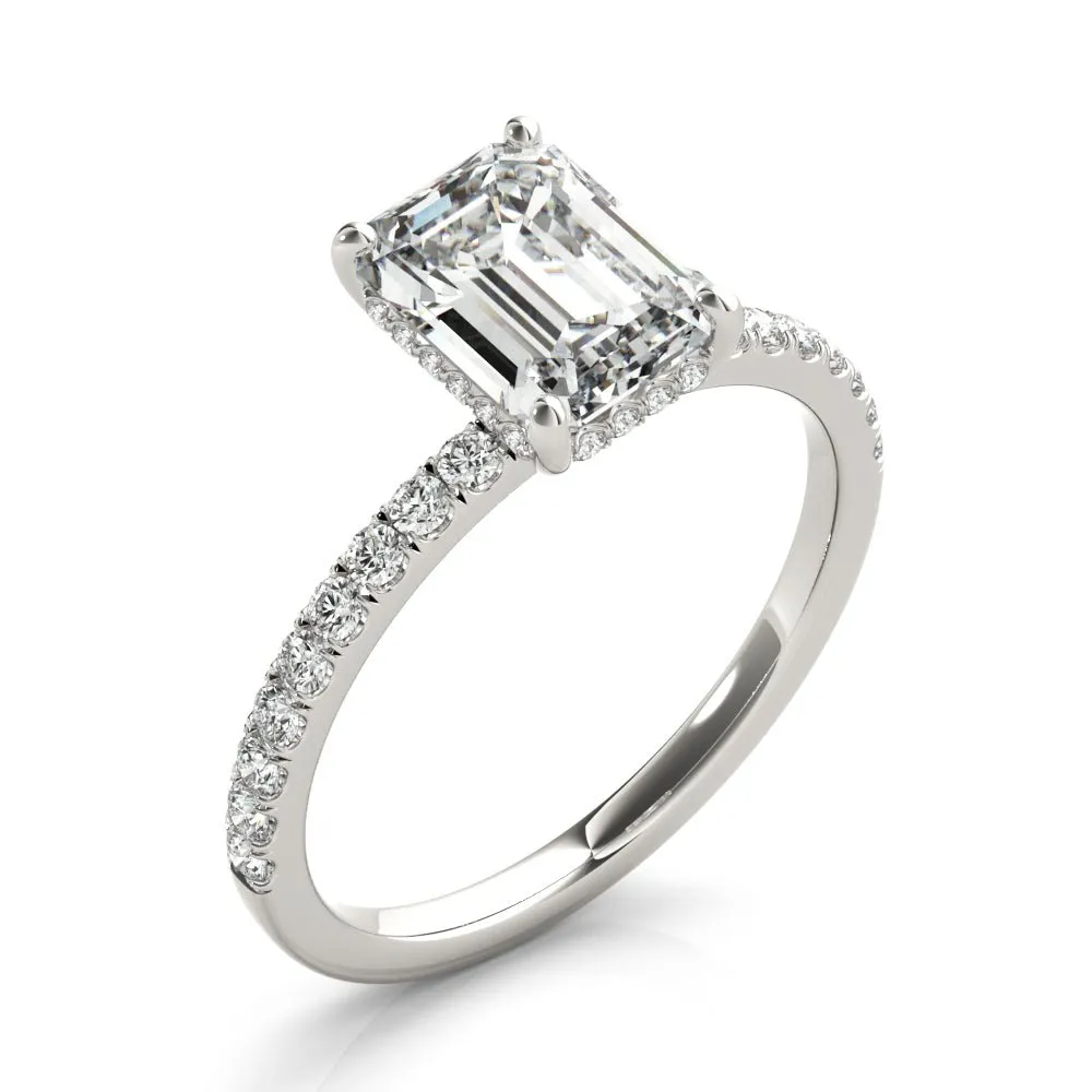 Evelyn Emerald Cut Hidden Halo Engagement Ring