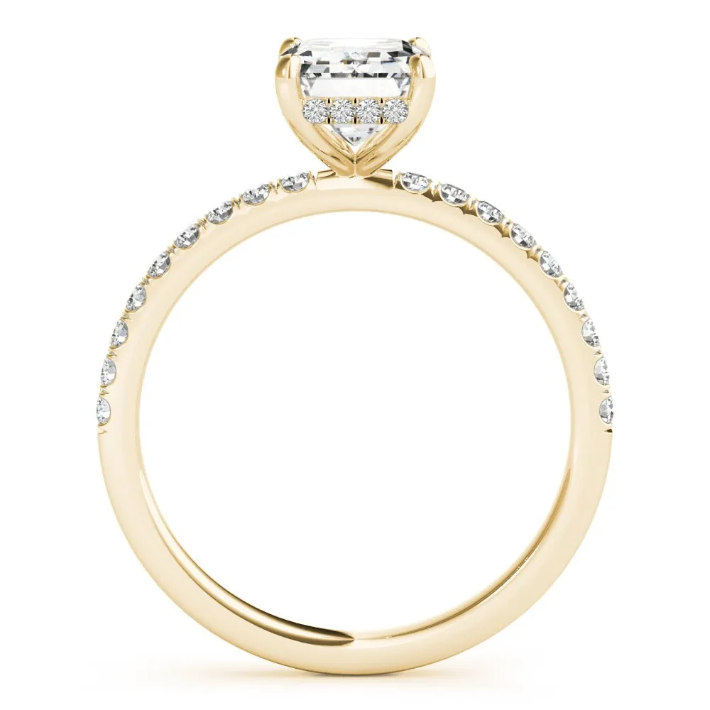 Evelyn Emerald Cut Hidden Halo Engagement Ring