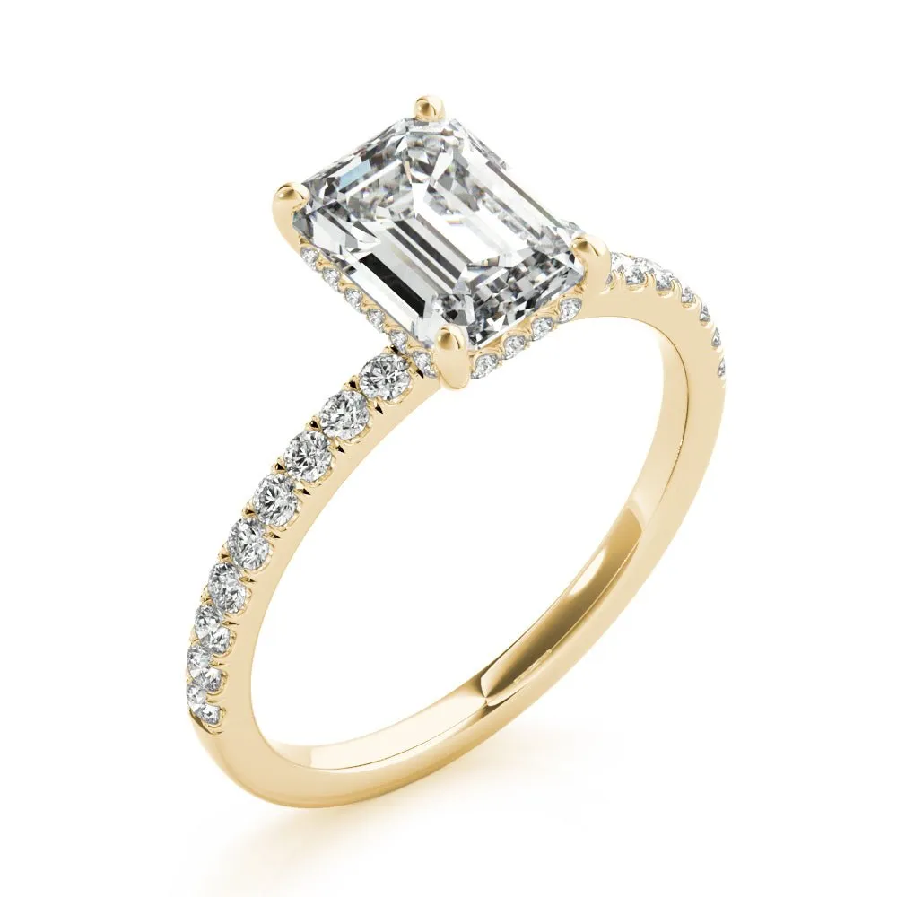 Evelyn Emerald Cut Hidden Halo Engagement Ring