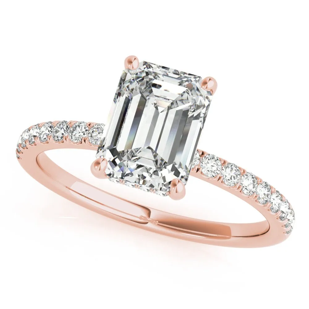 Evelyn Emerald Cut Hidden Halo Engagement Ring