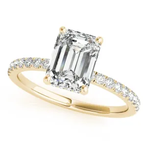 Evelyn Emerald Cut Hidden Halo Engagement Ring