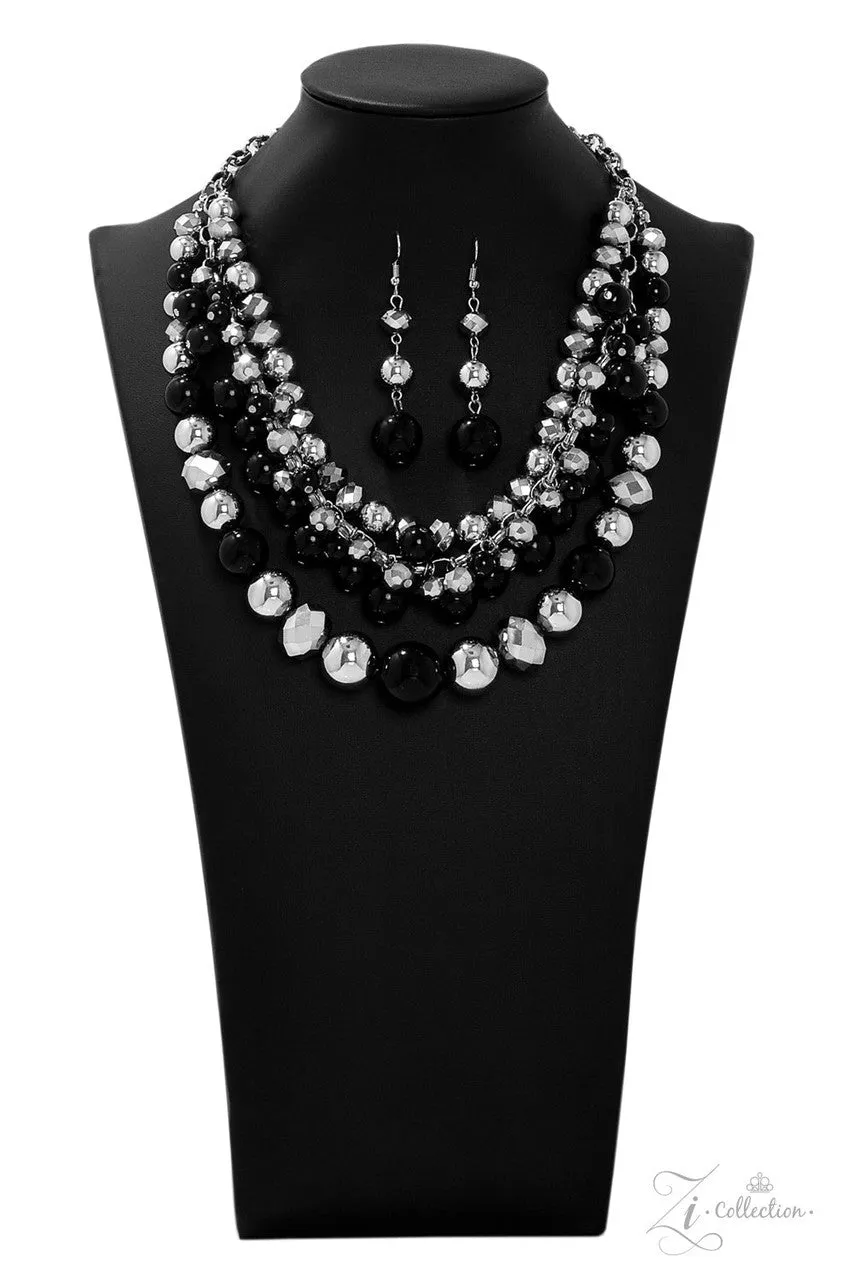 Fame - 2017 Zi Collection - Black, Silver, Hematite Bead Tiered Statement Necklace