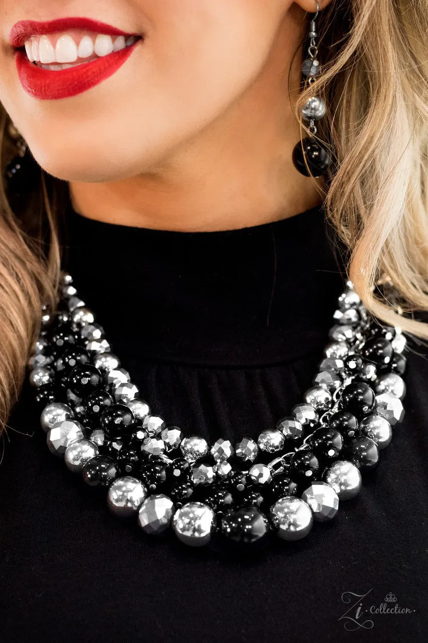 Fame - 2017 Zi Collection - Black, Silver, Hematite Bead Tiered Statement Necklace