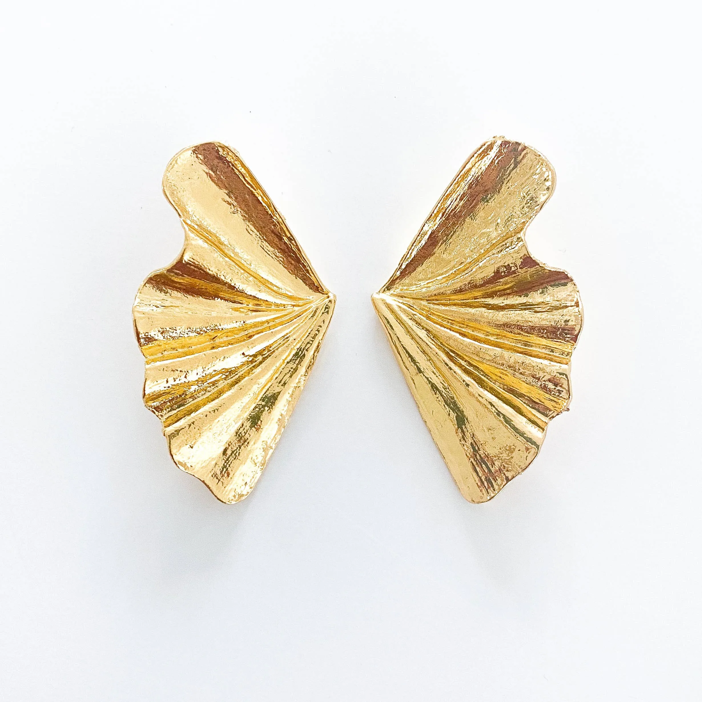 Fan Gold Statement Earrings