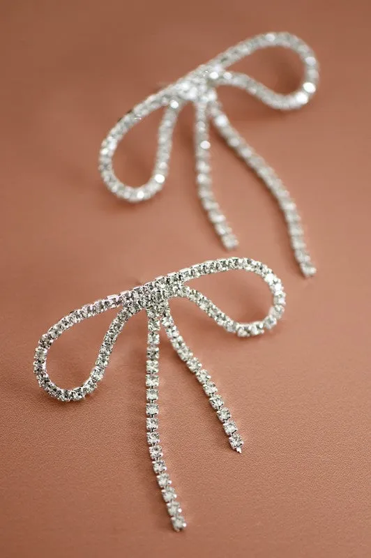 Final Touch Rhinestone Bow Statement Earrings