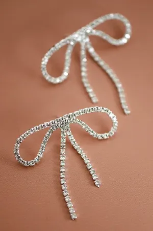 Final Touch Rhinestone Bow Statement Earrings