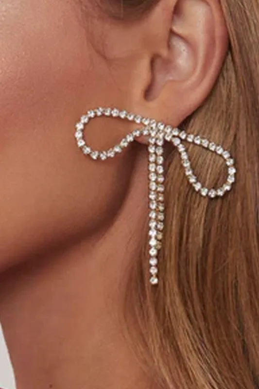 Final Touch Rhinestone Bow Statement Earrings
