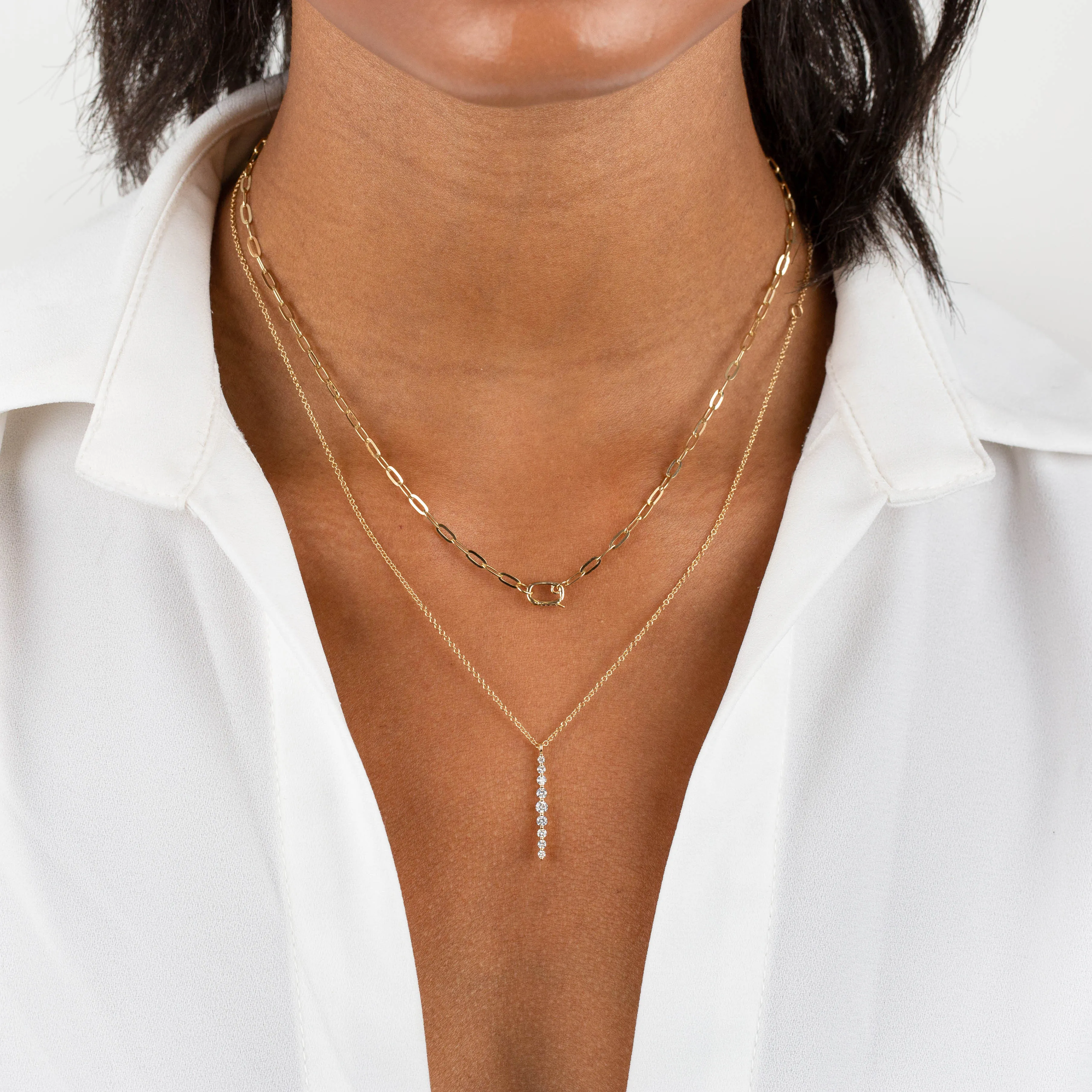 Floating Diamond Drop Necklace 14K