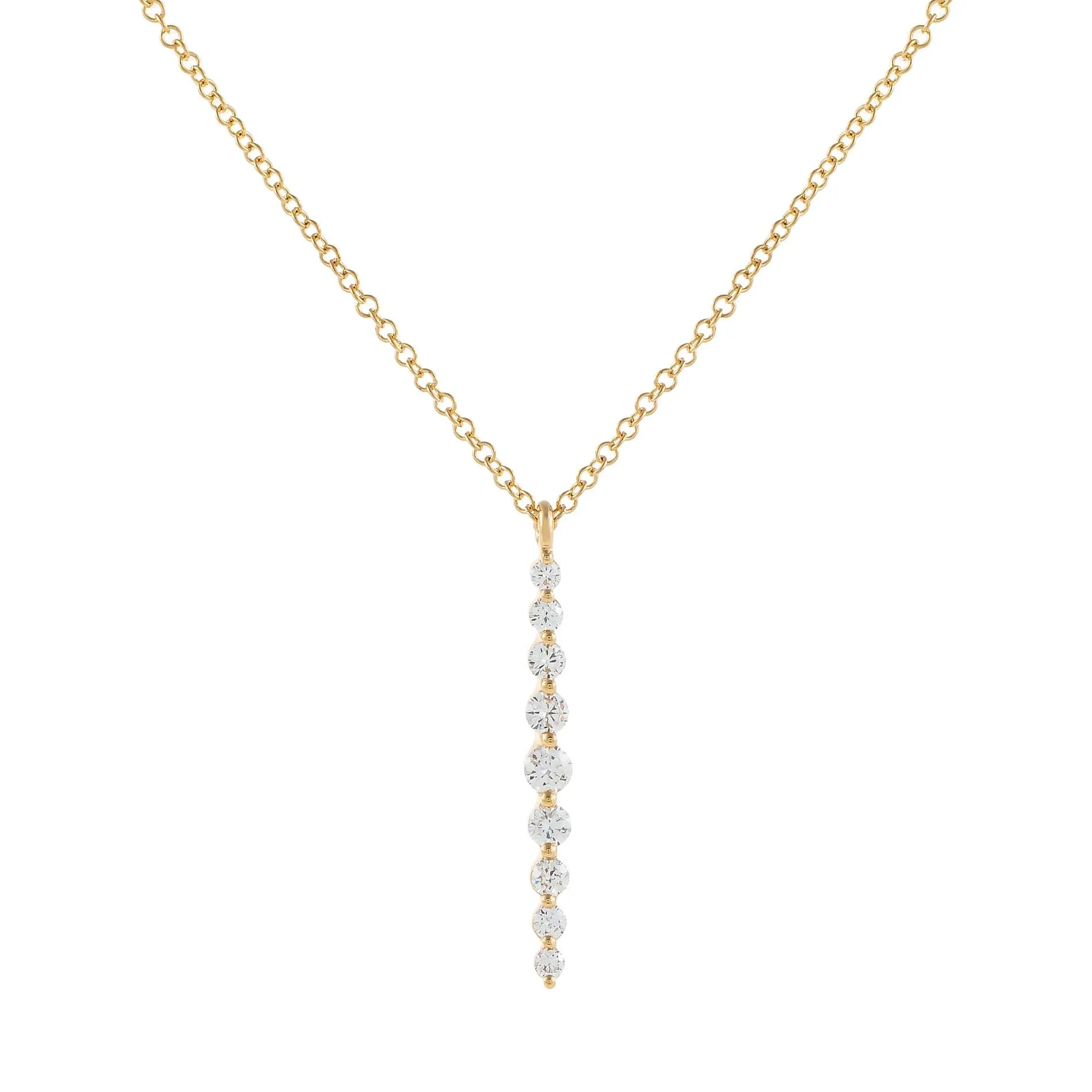 Floating Diamond Drop Necklace 14K